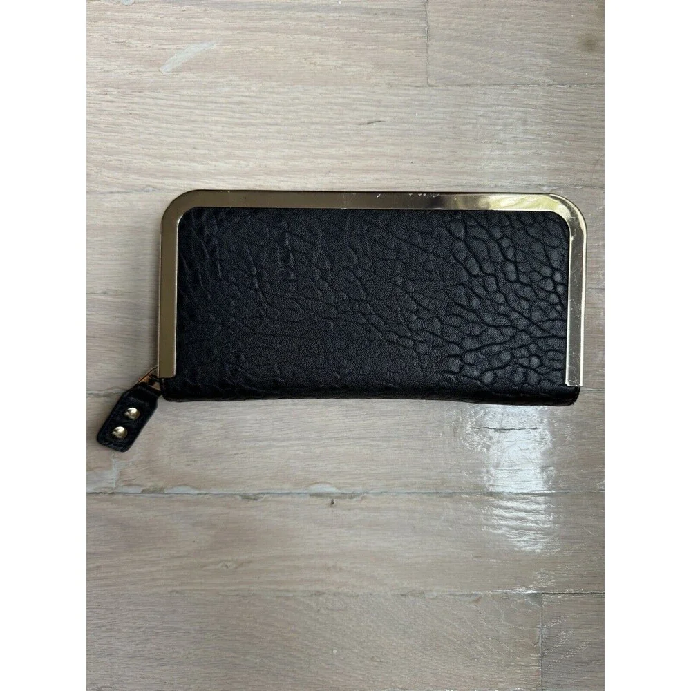 Urban Expressions Vegan Leather Wallet Black/Gold Clutch Cruelty Free NWOT